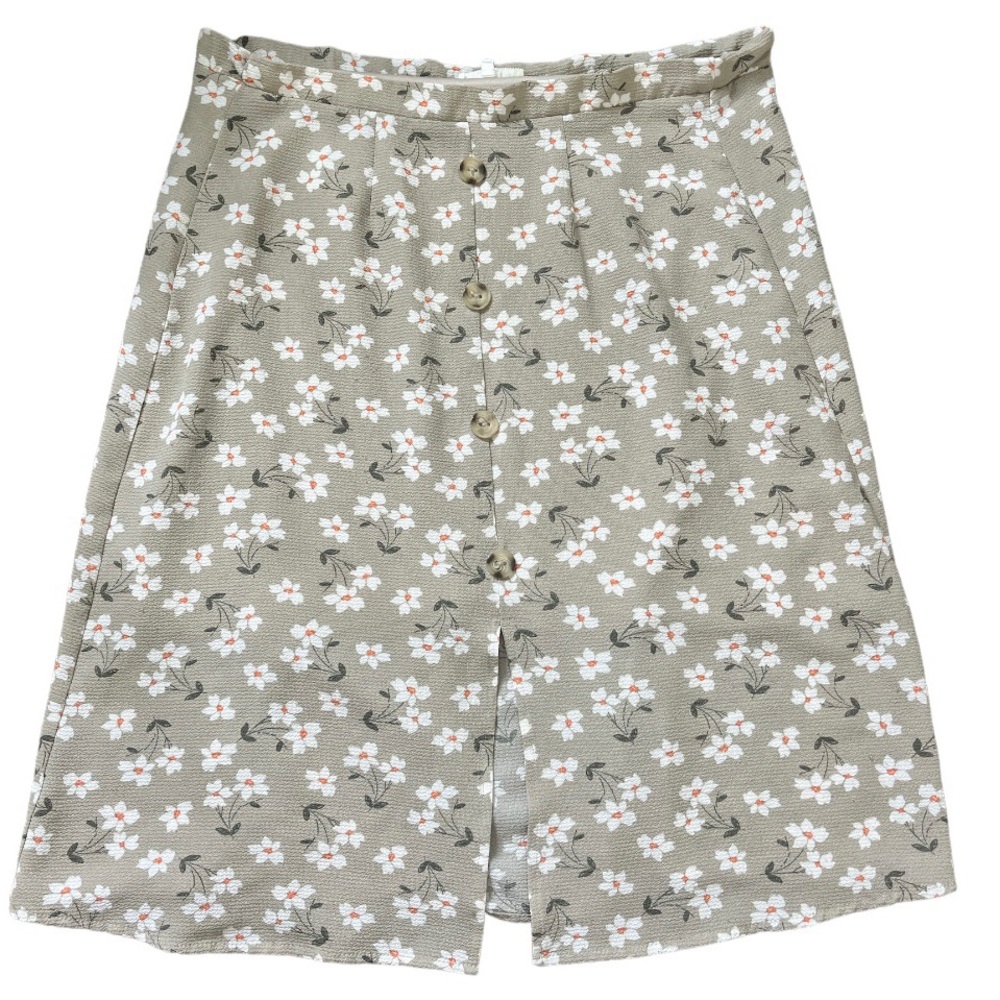 MONTEAU LOS ANGELES Nordstrom Button Front Floral Print Skirt Sage Green Small